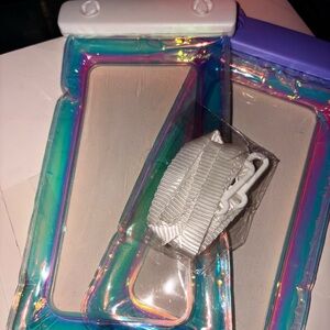 2 Iridescent Phone Pouch with white Clip
